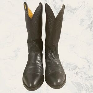 Black Leather Cowboy Boots